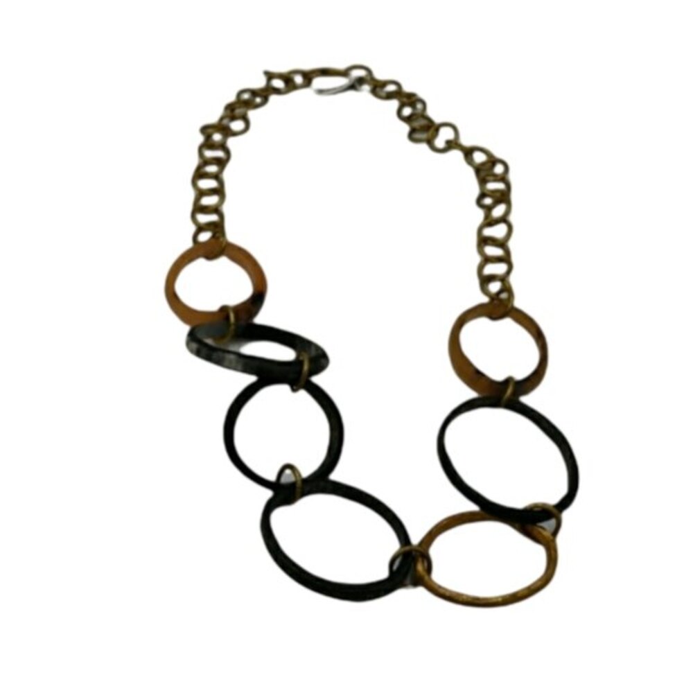 Mode Chunky Circle Chain Necklace 17" NWT Kenyan Artisan Bold Statement Piece